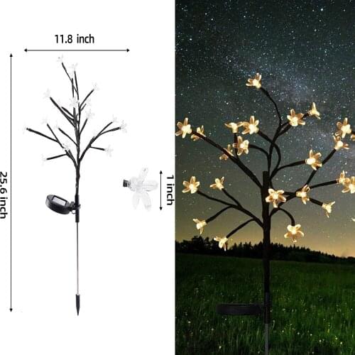 LED Solar Cherry Blossom Flower Light Outdoor Waterproof Garden Yard Lawn Road Landscape Decoration Solar Pathway Lamp