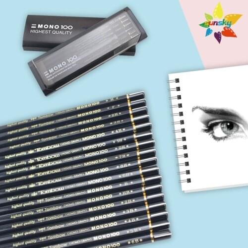 Tombow Japan Mono 100 Hexagonal Wooden Body Pencil,8H/7H/6H/HB/2B/4B,12 pieces 1 Dozen,High quality pencils,Smart black gift box