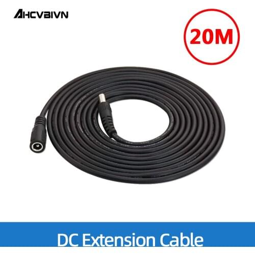 20 Meters DC 12V Power 10M Extension Cable 5.5mmx2.1mm DC Plug For CCTV Camera 12 Volt Extension Cord