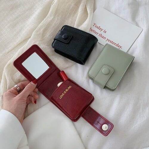 Outdoor Girl Mini Lipstick Bag With Mirror Small Portable High-End Lipstick Storage Bag Waterproof Female Storage Make Up Cases