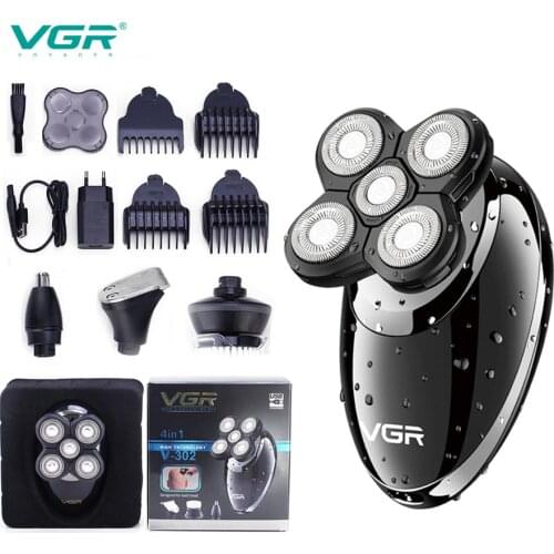 VGR 4 IN1 electric razor electric shaver beard hair trimmer hair clipper shaving machine nose hair cutting Men Facial Cleaning