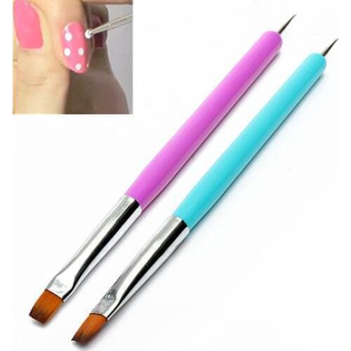 Hot sale 2-Way Nail Art Pen Painting Dotting Acrylic UV Gel Polish Brush Liner Tool Nail Brushes