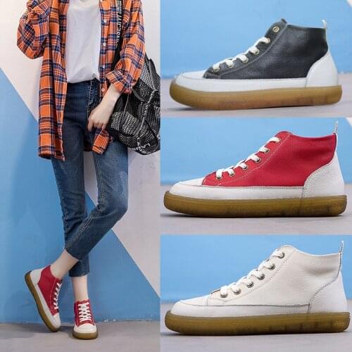 Womens shoes British style leather thick bottom Martin boots and womens high top breathable mesh red large short boots shoebm