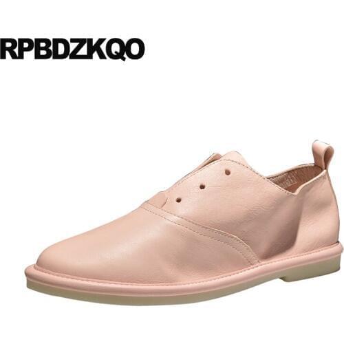 2019 Slip On Women Ladies Comfortable Genuine Leather Designer Shoes China Flats Round Toe Plain Chinese Maternity Pink Sneakers