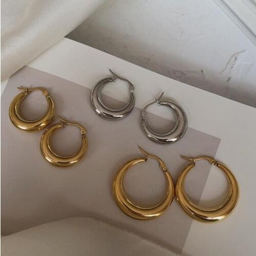 925 Sterling Silver Metal Oval Hoop Earrings For Women Glossy Personality French jewelry Brincos de Prata S-E1475