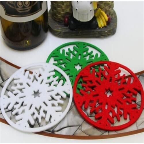 10pcs Christmas snowflake party decorations Christmas mat coasters, non-woven Coasters Christmas gifts tableware