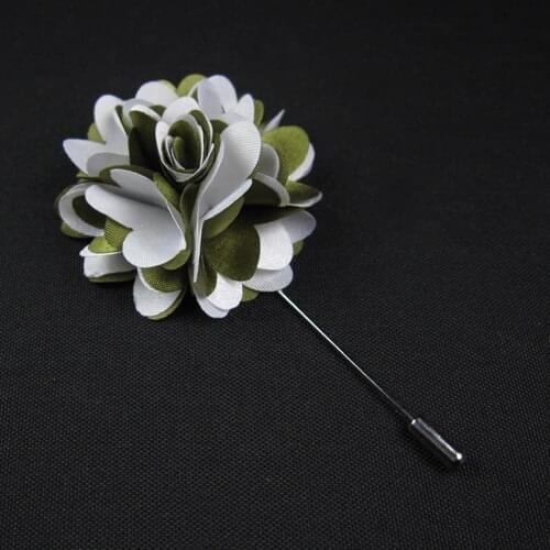 24pcs/lot 6CM double color satin flowers with stick pin lapel pin brooch pin 18colors for your choose Free shipping