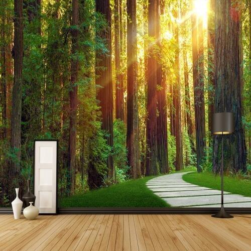 3D Wallpaper Primary Forest Sunshine Photo Wall Mural Living Room Bedroom Restaurant Backdrop Decor Mural Wallpaper For Wall 3 D