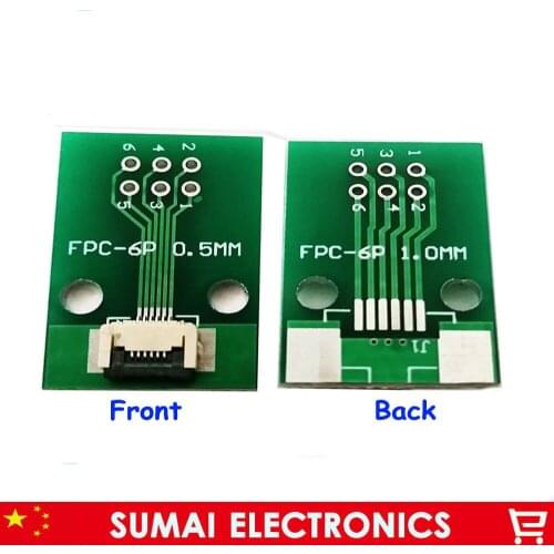 6 pin 0.5mm FPC/FFC PCB connector socket adapter board,6 P flat cable one-sided socket