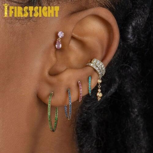 925 Sterling Silver Micro Pave White Fire Opal Link Chain CZ Paved No Piercing Ear Cuff Clip On Earring Women Jewelry