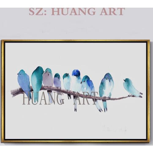 Animal abstract art RED PARROTS ON PURPLE by Alfred oil painting canvas High quality Hand painted Home Decor Gift Wall Entrance