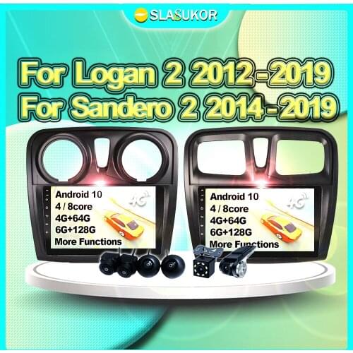 6+128G For Logan 2 2012 - 2019 For Sandero 2 2014 - 2019 Multimedia Video Car Radio Navigation GPS 4G Carplay DVD No 2din 2 din