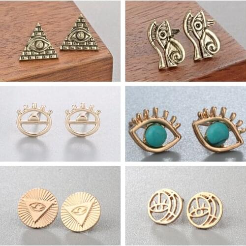 Cxwind Womens Ear Jewelry Fashion Eyebrow Eye Stud Earrings Gift for Girls Kids Lady Lovely Geometric Design Eyes Stud Earring