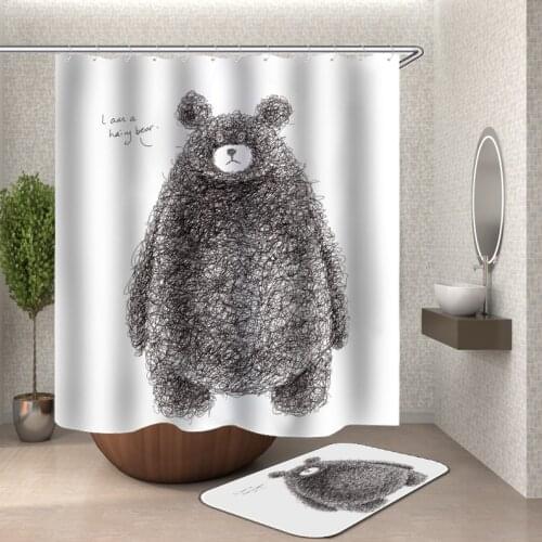 Kid shower curtain with hooks Bathroom curtain with hooks 3D shower curtain polyester waterproof bath curtain Or Mat