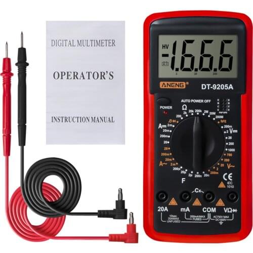 DT-9205A Handheld Digital Multimeter AC/DC Volt Amp Ohm Capacitance Hz Tester