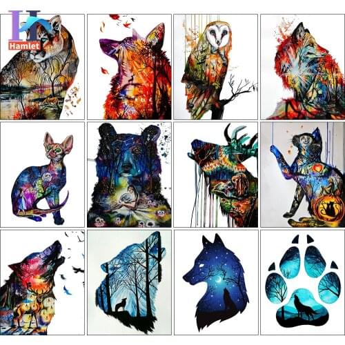 Painting By Numbers Kits Negative Space Silhouette Animal Head Modern Art Oil Picture Handmade Unique Gift On Canvas Wall Decor