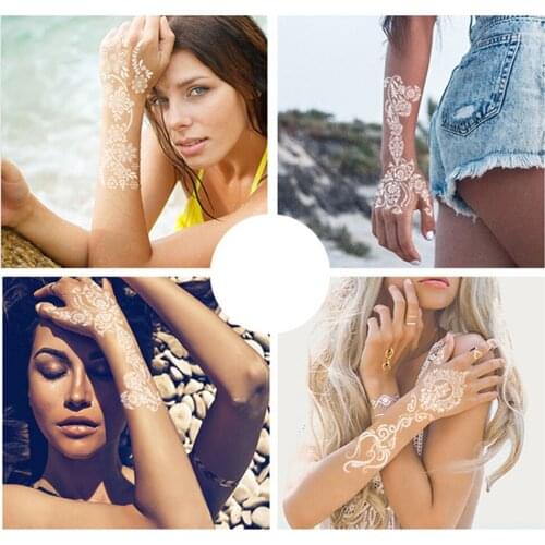 Indian Henna Rose Lace Flower Tattoo Stencil Women Diy Body Legs Arm Art Airbrush Painting Mandala Henna Tattoo Stencil Template