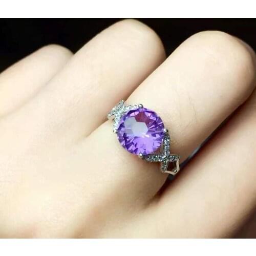 Natural And Real Amethyst Ring, 925 Sterling Silver, Purple Gemstone Wedding Jewelry Women