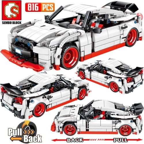 SEMBO City Pull Back Extreme Speed Super Racing Car Building Blocks Electric Supercar Funcation Model Bricks Toy for Boys