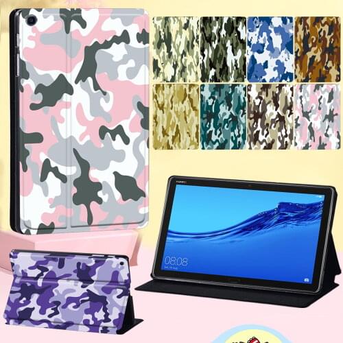 For Huawei MediaPad M5 Lite 8/M5 Lite 10.1" Leather Flip Cover Case for MediaPad M5 10.8" Camouflage Series Tablet Case + Pen
