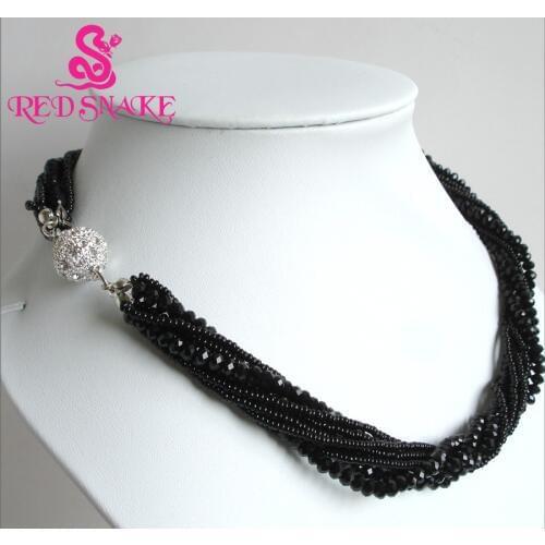 RED SNAKE Brand Product Black Crystal Multi Strands Chains Necklaces Magnetic Buckle Fashion Jewelry Great . Discounts