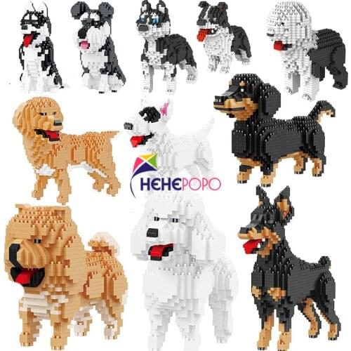 Creator Expert Ideas Lovely Animals Cartoon Pet Dogs Moc Moduler Building Blocks Bricks Action Figure Mini Dimond Model Husk Toy