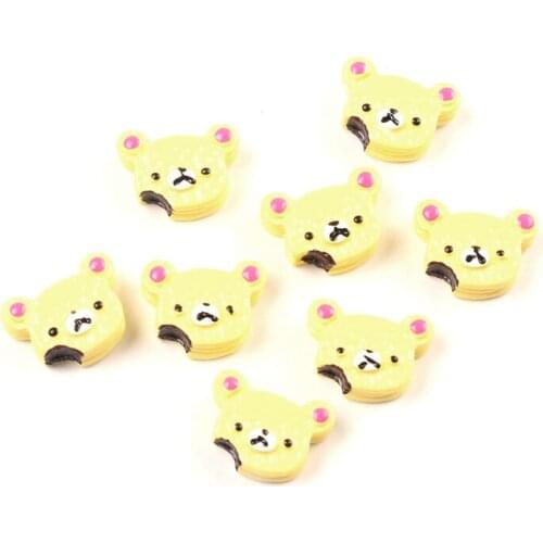 LF 20Pcs Mixed 20x14mm Bear Head Resin Cabochon Flatback Decoration Crafts Embellishments For Scrapbooking Diy Accessories