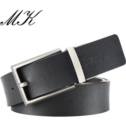 Cowskin Leather Belts for Men Belts Fashion Luxury Brand Male Strap Brushed Metal Pin Buckle High Quality Waistband