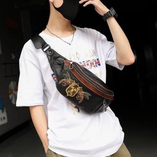 Tidog Embroidery Pattern Tide Men Street Cortex fashion chest bag