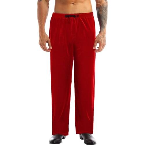 Mens Velvet Loose Long Pants Elastic Waistband Drawstring Trousers With Pocket Breathable Cosplay Costume Christmas Long Pants