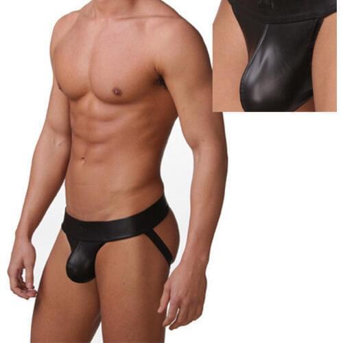 Men Sexy Thongs G-string Erotic Boxer Faux Leather Underwear Panties Jockstrap Underwear