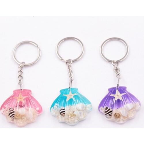 New Fashion Simple Shell-shaped Key Ring Wild Luminous Stone Starfish Keychain Pendant Party Small Accessories