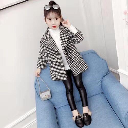 Toddler Kids Thick Girl Coat Baby Girls Clothes Plaid Autumn Winter Season Woollen Coat Tops For 3 4 6 8 10 Baby Girls Outwear