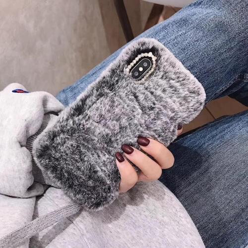 Plush Warm Phone Case for iPhone XS Max XR X Case Furry Fluffy Fur Cover for iPhone 6 6S 7 8 Plus Cases