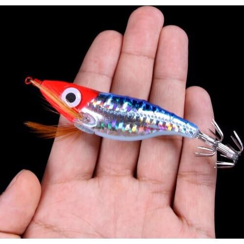 1Pcs 10cm/9g Artificial Squid Jig Fishing Lures Wood Shrimp Prawn Lures Cuttlefish Octopus Fishing Bait