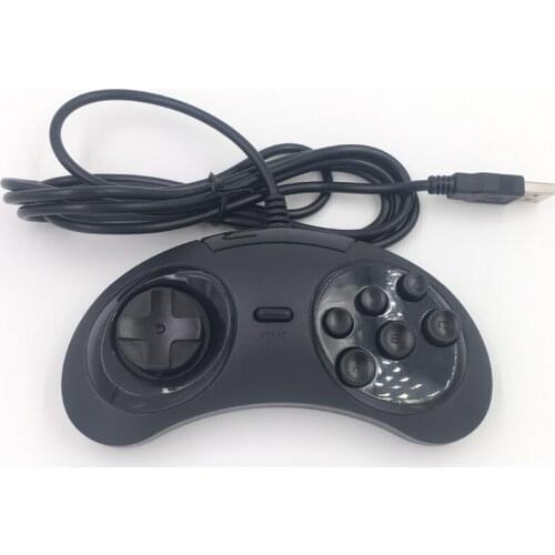 Black Color USB Gamepad Wired Gaming with 6 Buttons Joystick Controller for SEGA Genesis/MD2