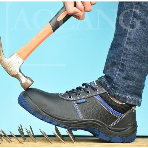 Genuine Leather Work Safety Shoes for Men Boots EU Standards Steel Toe Work Shoes Anti-smash and Anti-stab Ankle Safety Boots