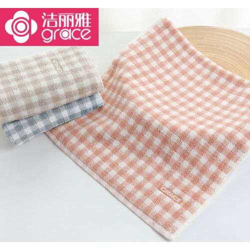 Six packs) orange + gray brown + blue. 100% cotton towel, checkered design style, soft and absorbent without hurting the skin