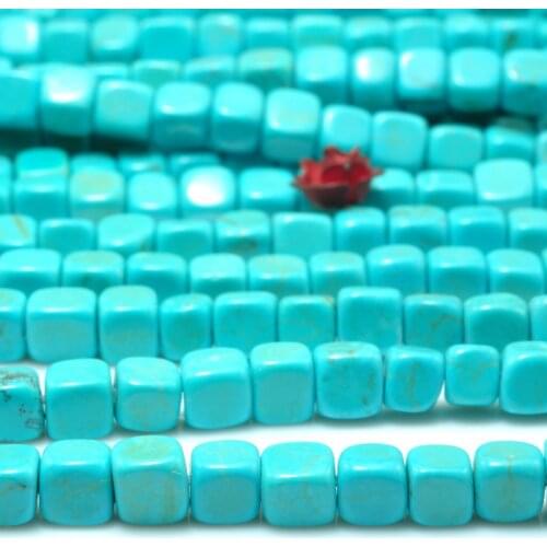 Blue Turquoise Smooth Cube Loose Beads Wholesale Gemstone Semi Precious Stone Bracelet Necklace Diy Jewelry Making Supplies 15"