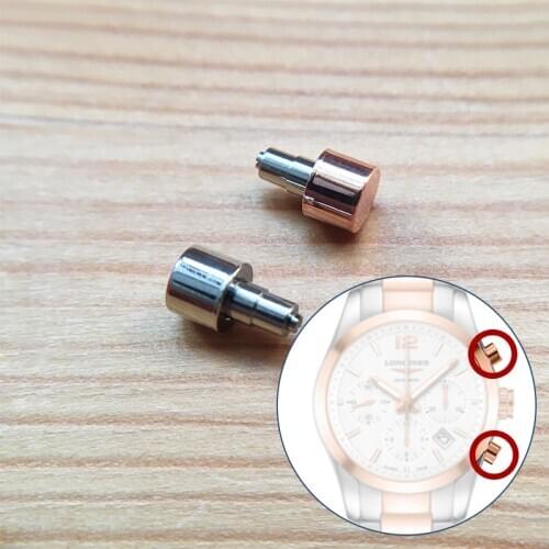 Steel pusher button for Lon gines Conquest Classic L2.786 automatic watch