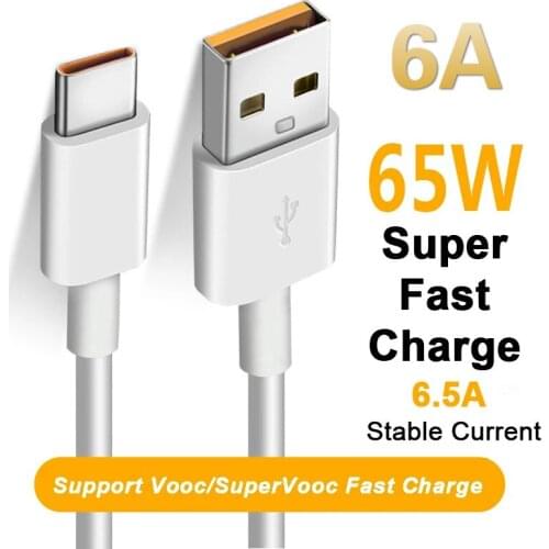 66W 65W 6A Super Dart Charger Cable Fast USB Type C Charging Data Cord for Xiaomi Poco M3 X3 NFC F2 Mi 11 9 Samsung Huawei OPPO