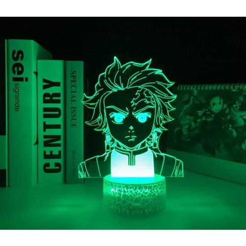 Demon Slayer Kamado Tanjirou LED White Base Night Light for Brithday Gift Bedroom Decor Light Manga Room Anime Desk Lamp