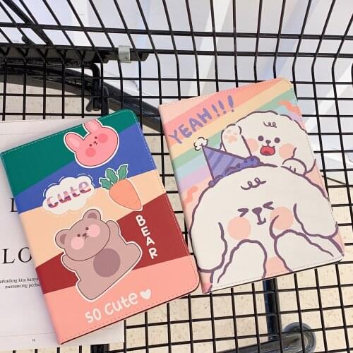 So Cute Rainbow Puppy Bear Soft Tablet Protective Case For iPad Air 1 2 3 Mini 4 5 Pro 2017 2018 2019 2020 Cover