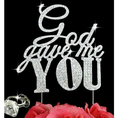 God Gave Me You Persoanlzied Wedding Rhinestone Cake Topper Bling Acrylic Cake Toppers Christian Bridal Shower party decor