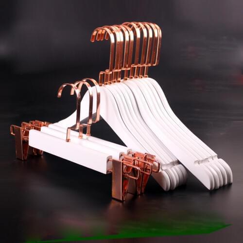 10pcs/lot White wood hanger clothes hanging pants clip male womens childrens clothes hanger wooden slip-resistant hangers