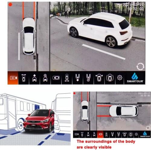 4 Camera Panoramic 360 Degree Bird View System 3D Car Around View Parking monitoring Video recording DVR With Knob Control