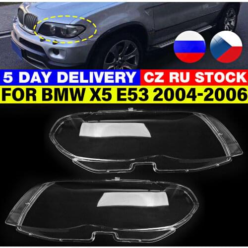 1 Pair Headlight Glass Headlight Lens Cover Car Accessories Replacement For BMW X5 E53 2004 2005 2006