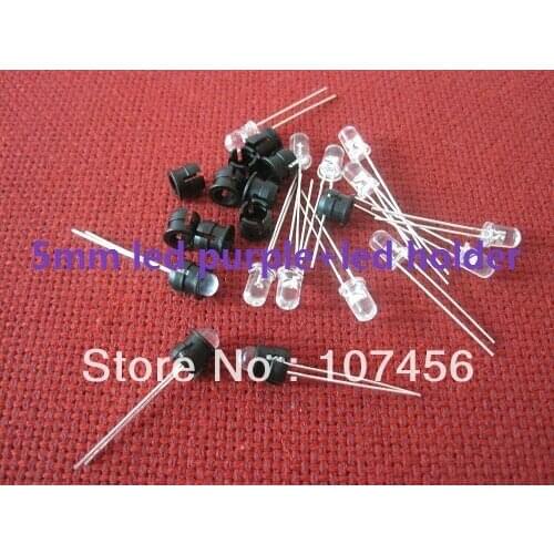 100pcs 5mm round led 5mm Purple LED+led holder free shipping 5mm light-emitting diode water clear lens led lamp
