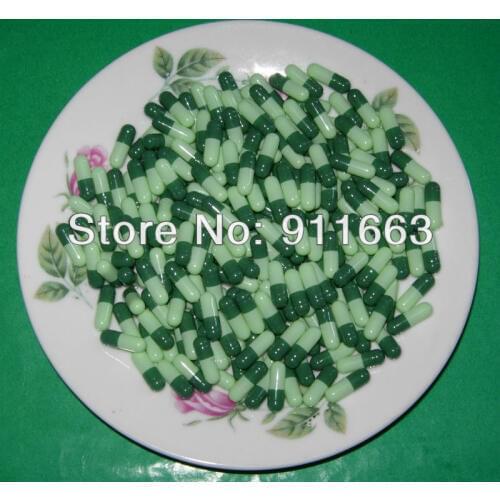 4# 1,000pcs! Green-Light Green Colored Capsules/Gelatin Empty Capsules Sizes 4, closed or seperated capsules available