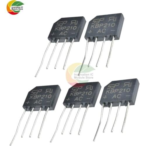 5PCS 2A 1000V Bridge Rectifier Diode Single Phase Bridge Rectifier KBP210 Diy Electronic High Temperature Soldering Original IC